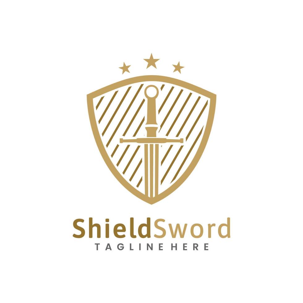 Sword Shield Armor with simple style for Secure Logo design vector