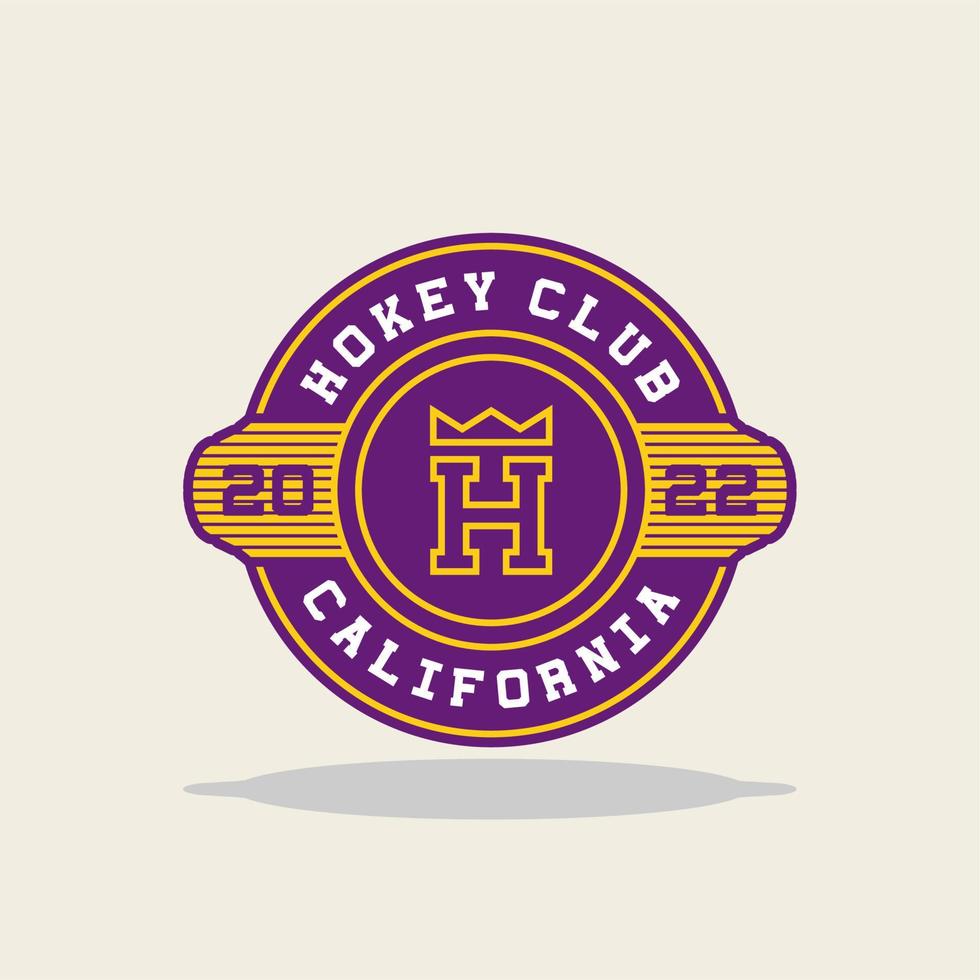 insignia del emblema del club de hockey con el logotipo h inicial vector