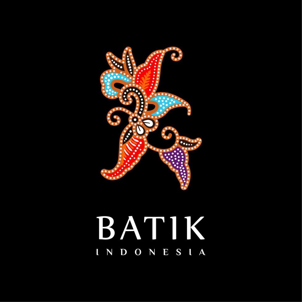 logotipo de batik indonesio motivo floral en flor, adecuado para el logotipo de boutique o la industria textil vector