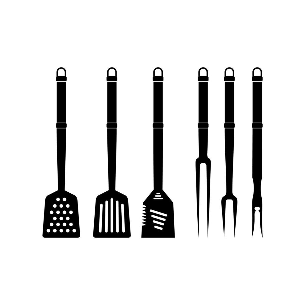 Spatula and Fork Set for BBQ Grill, Barbeque logo design vector