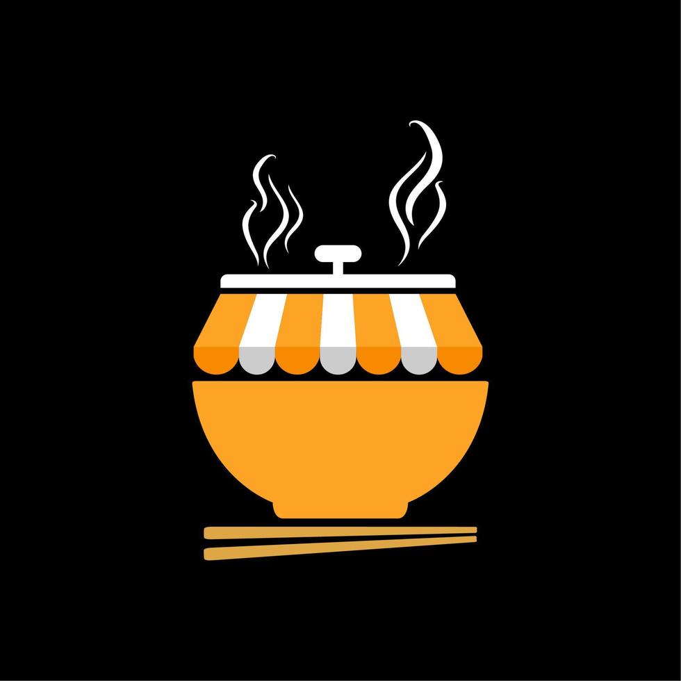 Soup Bowl And Store Terrace For Restaurant Logo Vector Design