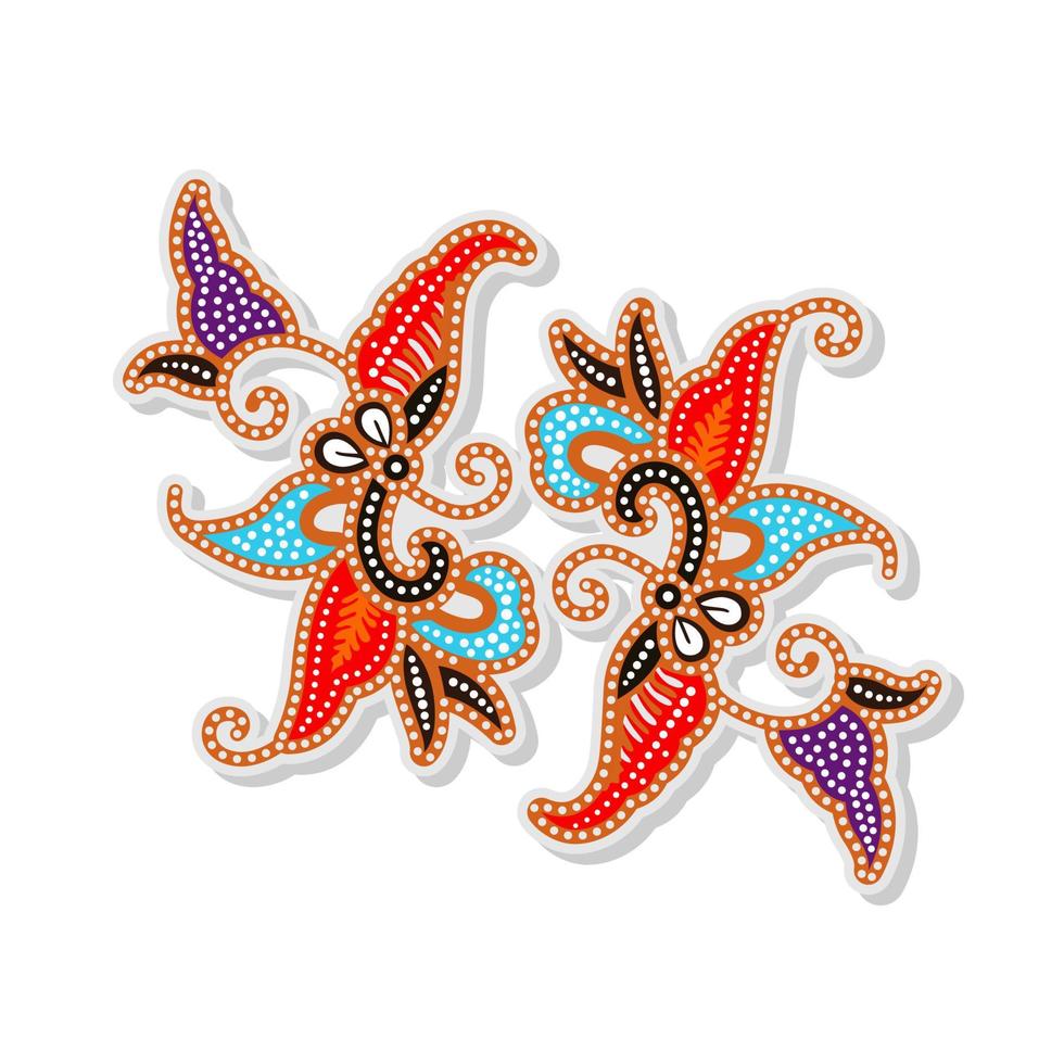 ilustración de batik con motivos naturales, diseño vectorial de batik indonesio vector
