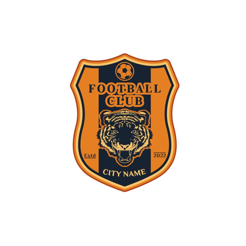 logotipo del club de fútbol con diseño de vector de ilustración de cabeza de tigre