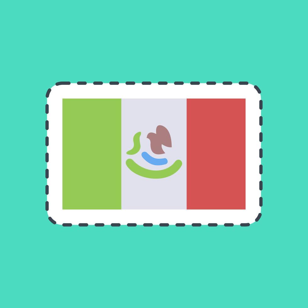 Sticker line cut Mexico flag. Day of the dead celebration elements. Good for prints, posters, logo, party decoration, greeting card, etc. vector