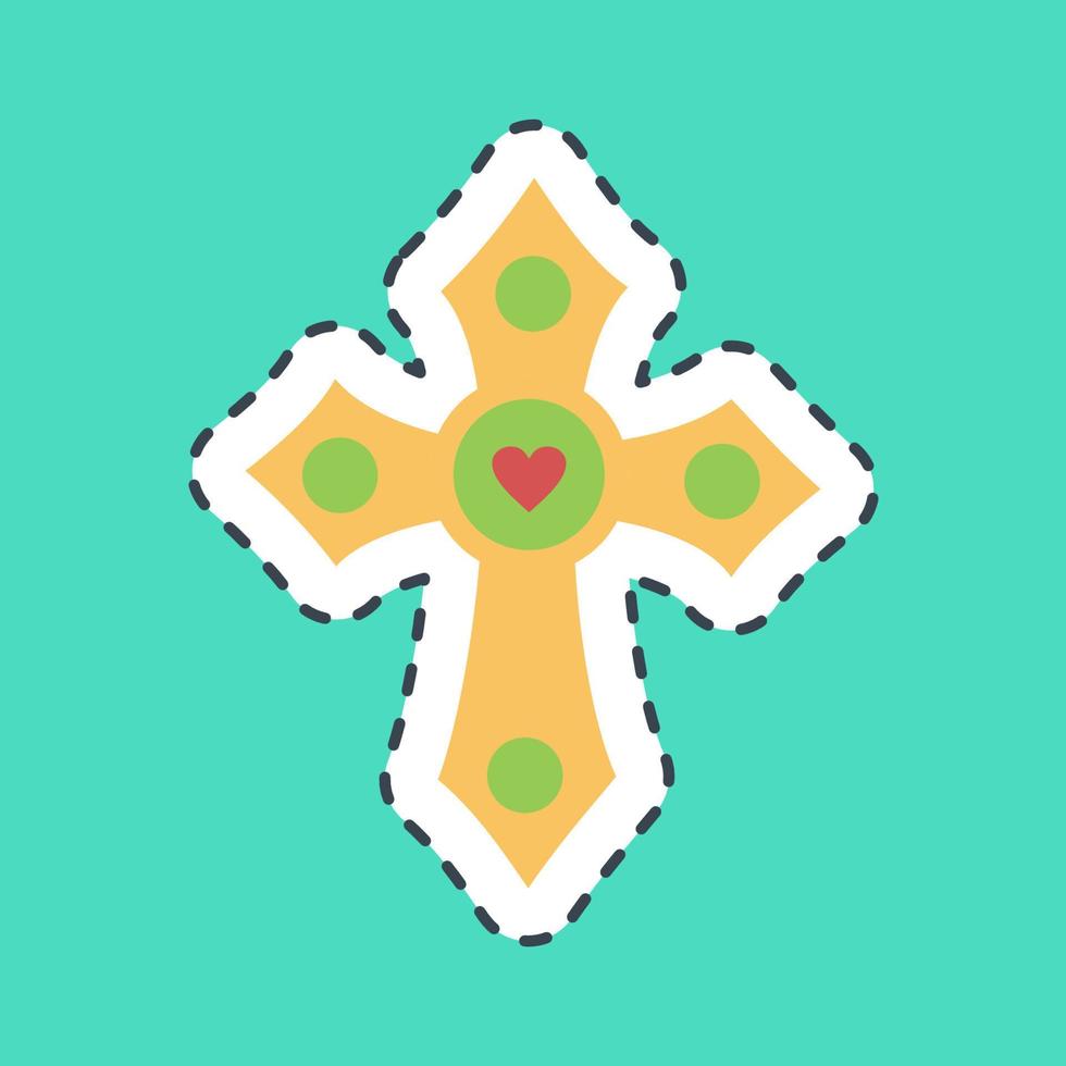 Sticker line cut cross. Day of the dead celebration elements. Good for prints, posters, logo, party decoration, greeting card, etc. vector
