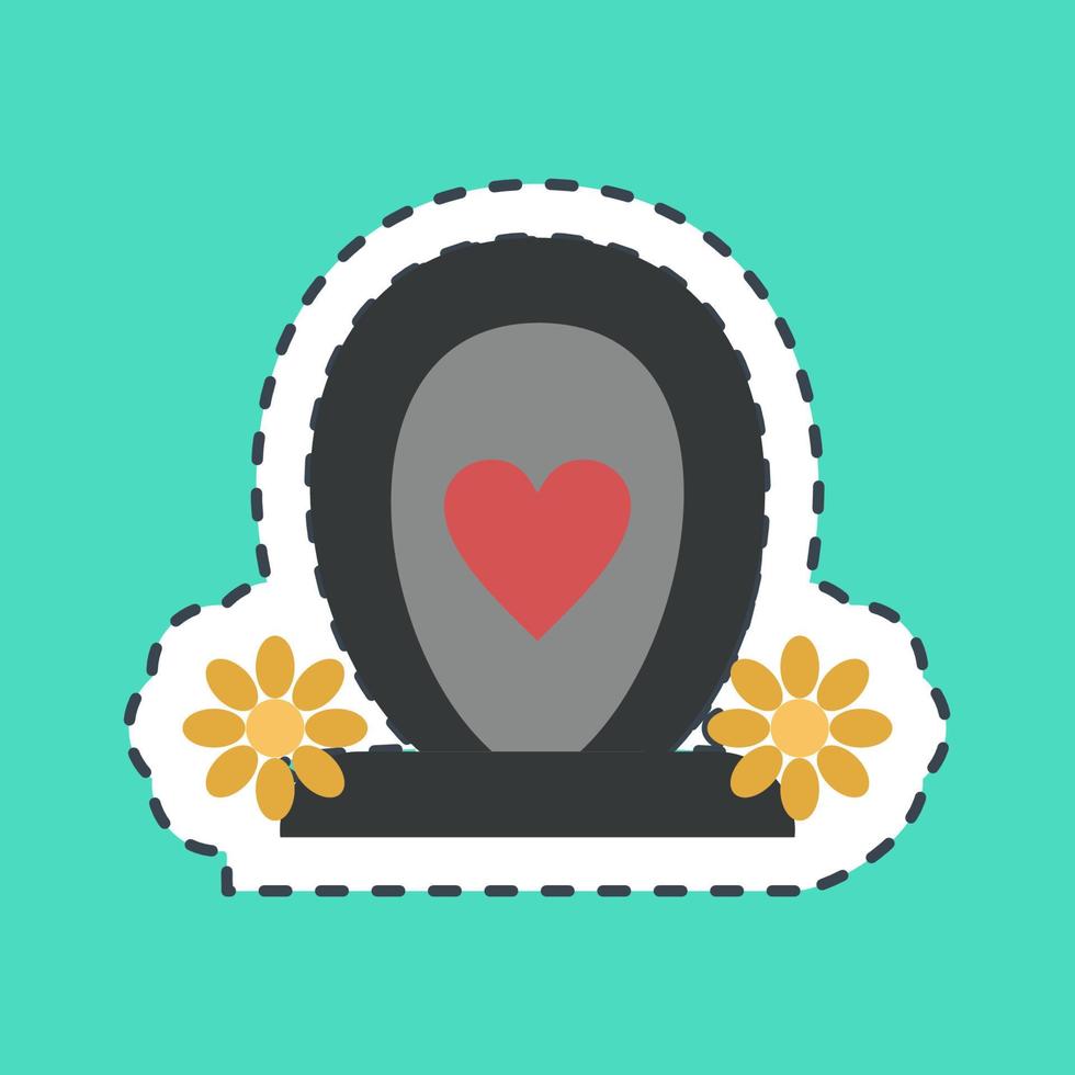Sticker line cut tombstone. Day of the dead celebration elements. Good for prints, posters, logo, party decoration, greeting card, etc. vector
