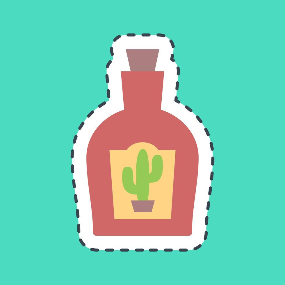 Tequila de corte de línea de pegatina. elementos de celebración del día de los muertos. bueno para impresiones, carteles, logotipos, decoración de fiestas, tarjetas de felicitación, etc. vector