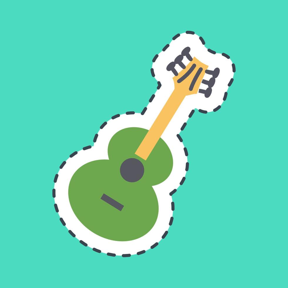 Sticker line cut guitar. Day of the dead celebration elements. Good for prints, posters, logo, party decoration, greeting card, etc. vector