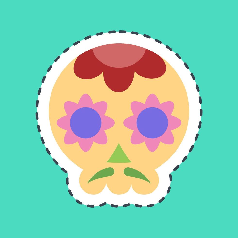 Sticker line cut sugar skull. Day of the dead celebration elements. Good for prints, posters, logo, party decoration, greeting card, etc. vector