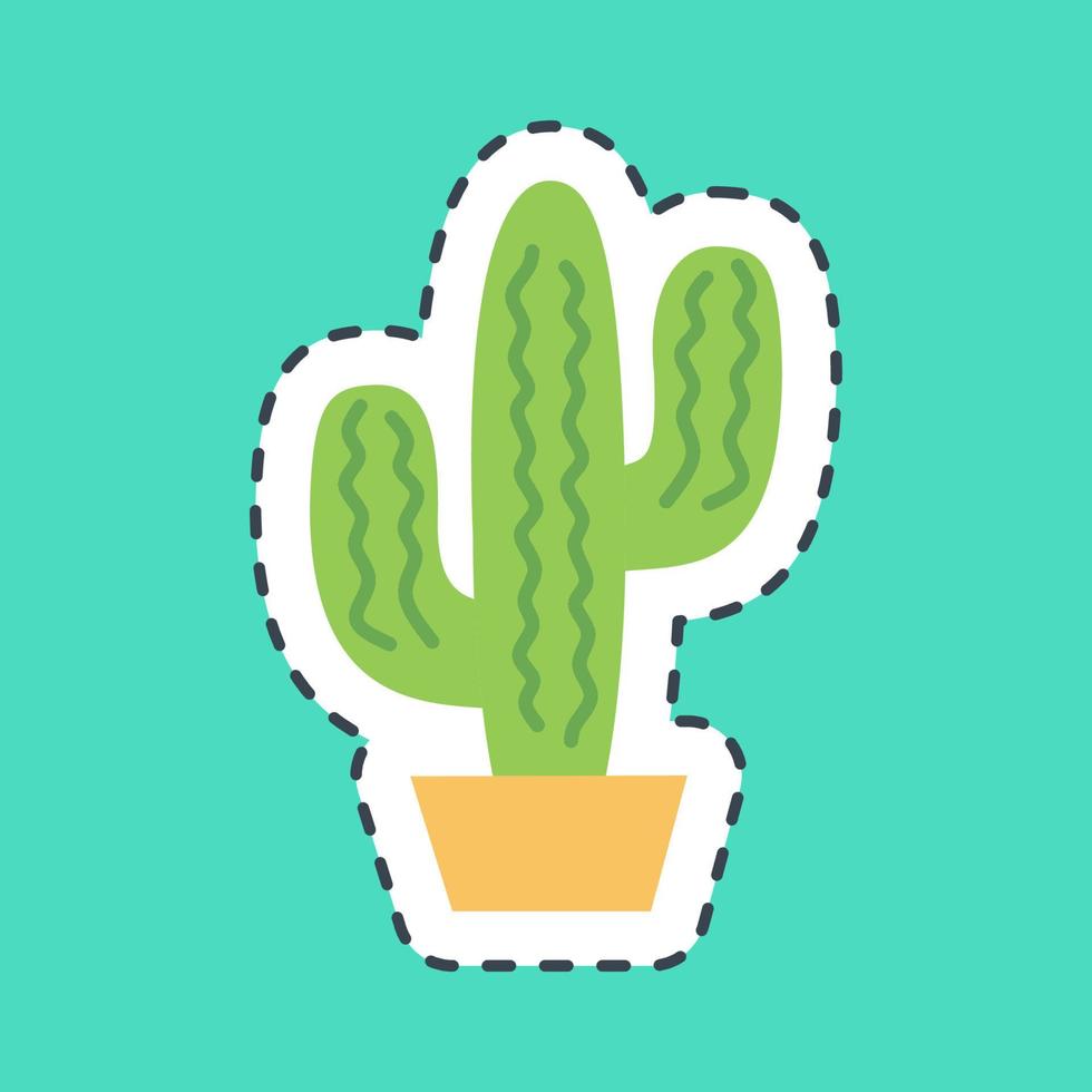 línea de pegatina cortada cactus. elementos de celebración del día de los muertos. bueno para impresiones, carteles, logotipos, decoración de fiestas, tarjetas de felicitación, etc. vector