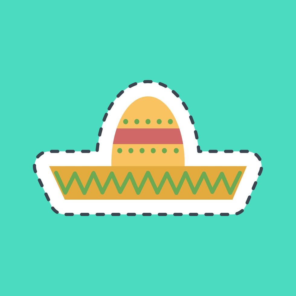 Sticker line cut sombrero hat. Day of the dead celebration elements. Good for prints, posters, logo, party decoration, greeting card, etc. vector