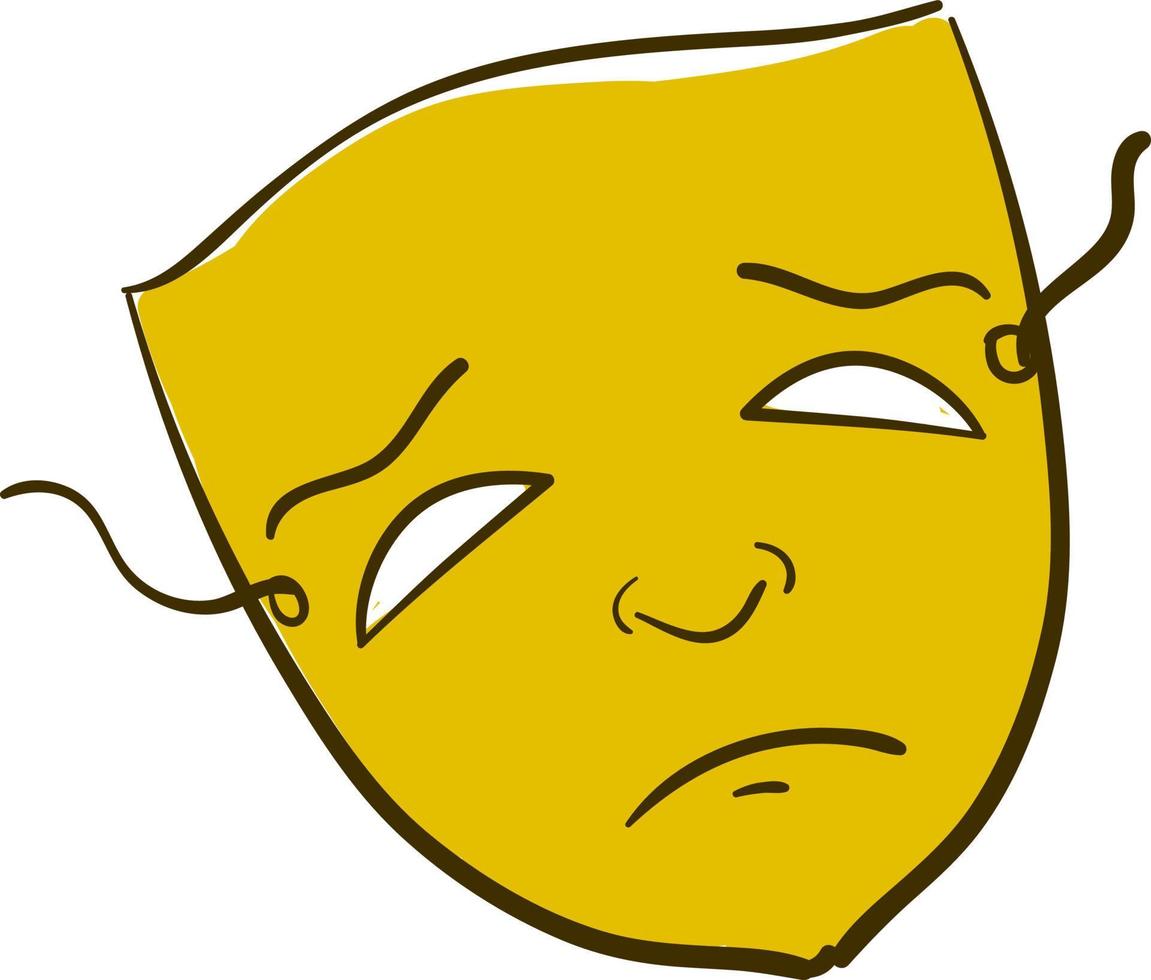 Sad gold mask, illustration, vector on white background.