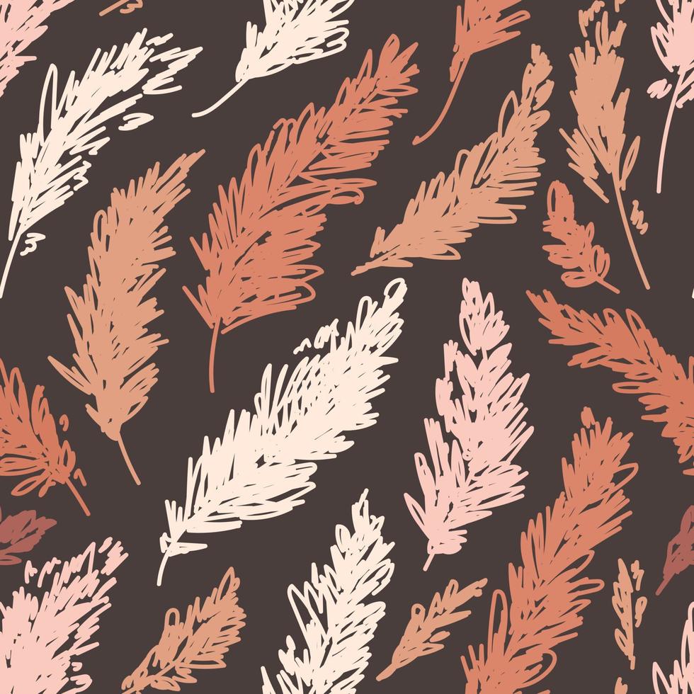 Pampas grass seamless pattern. Trendy vector design for wedding, postcards, textile, wallpaper, fabric, wrapping paper