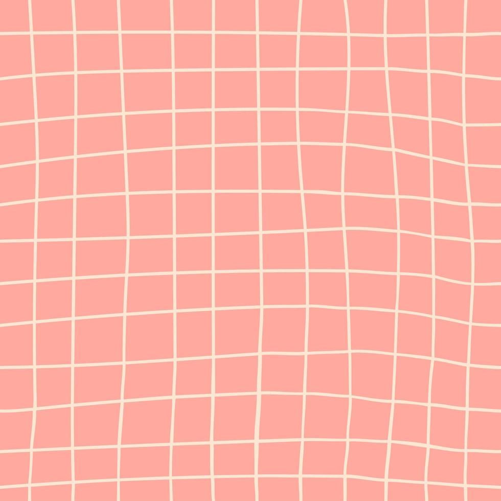 Pink checkered vector pattern. Hand draw tablecloth texture.