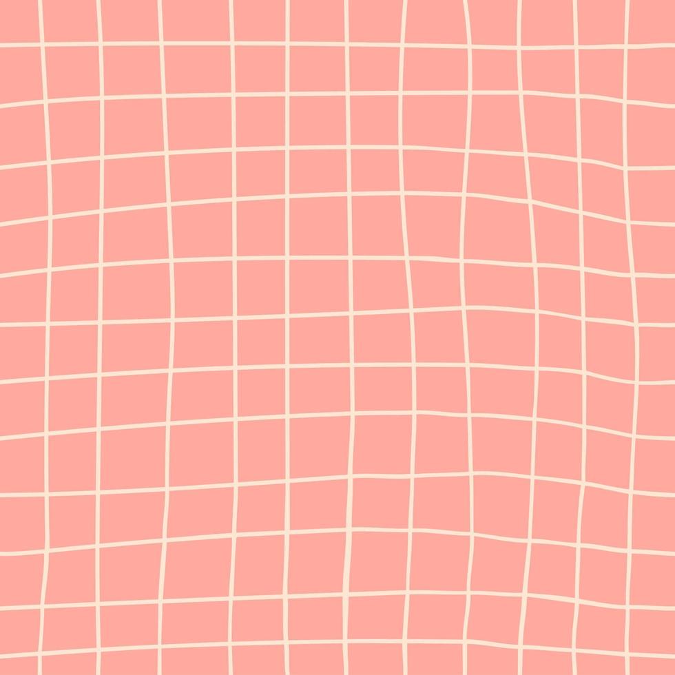 Pink checkered vector pattern. Hand draw tablecloth texture.