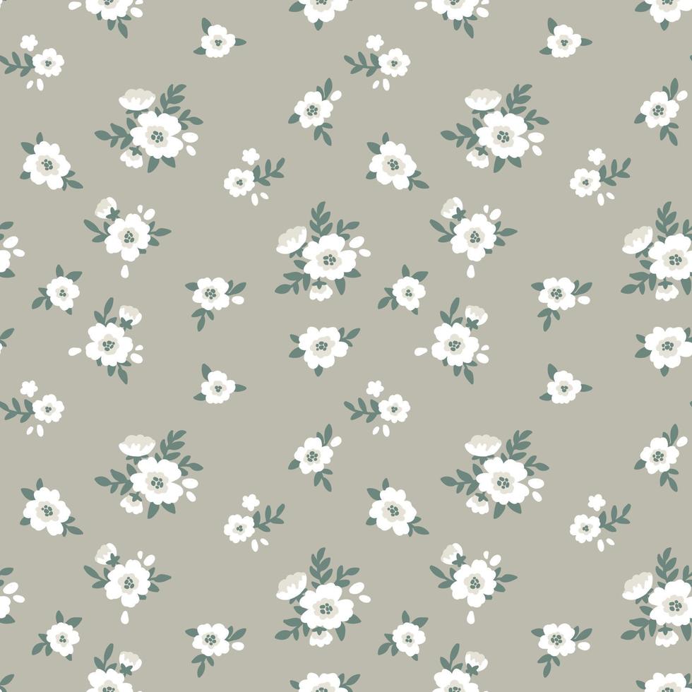 Vintage floral vector background. Floral seamless pattern with white flowers and leaves. Creative texture for fabric, textile, design and fashion prints.