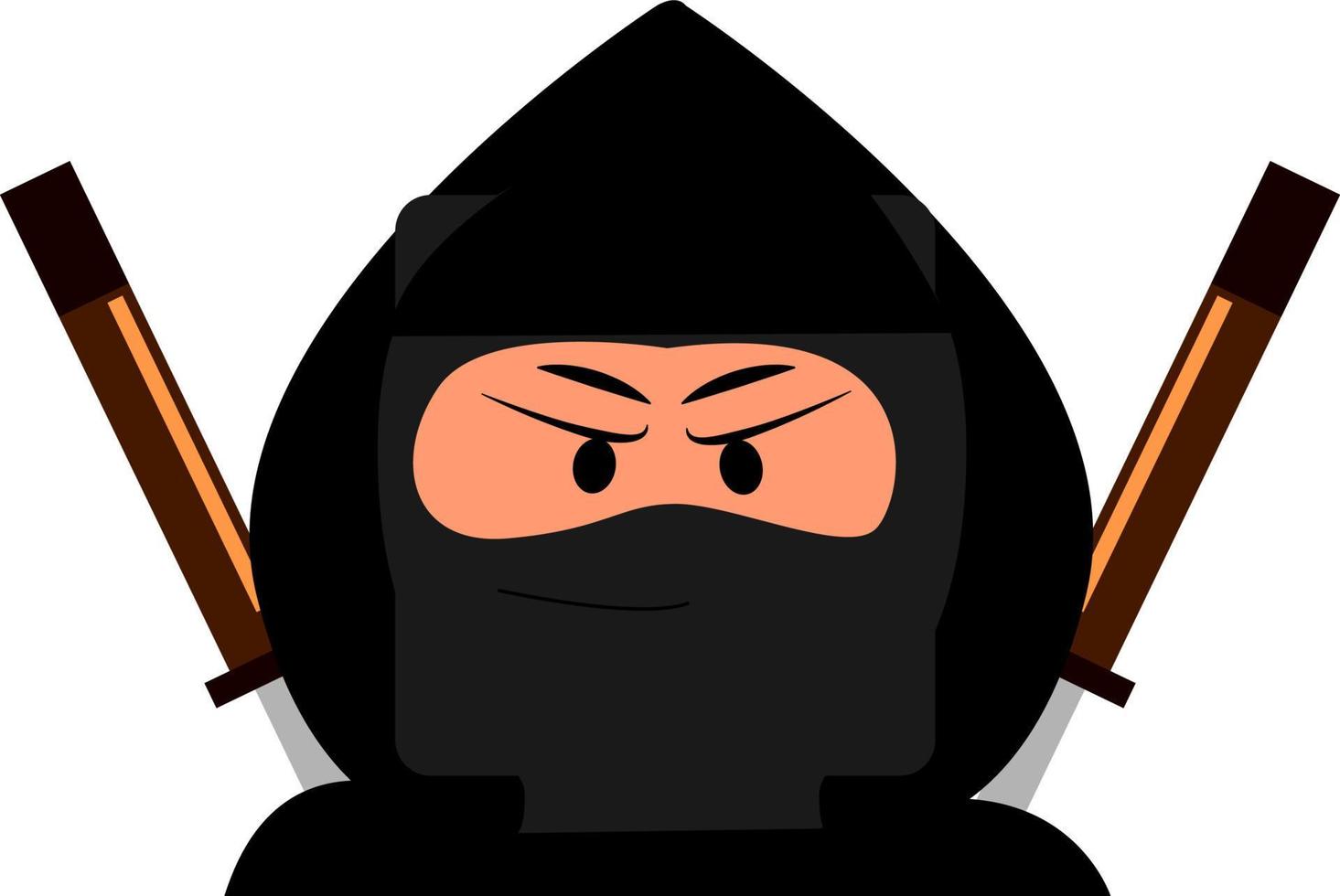 Angry ninja, illustration, vector on white background.