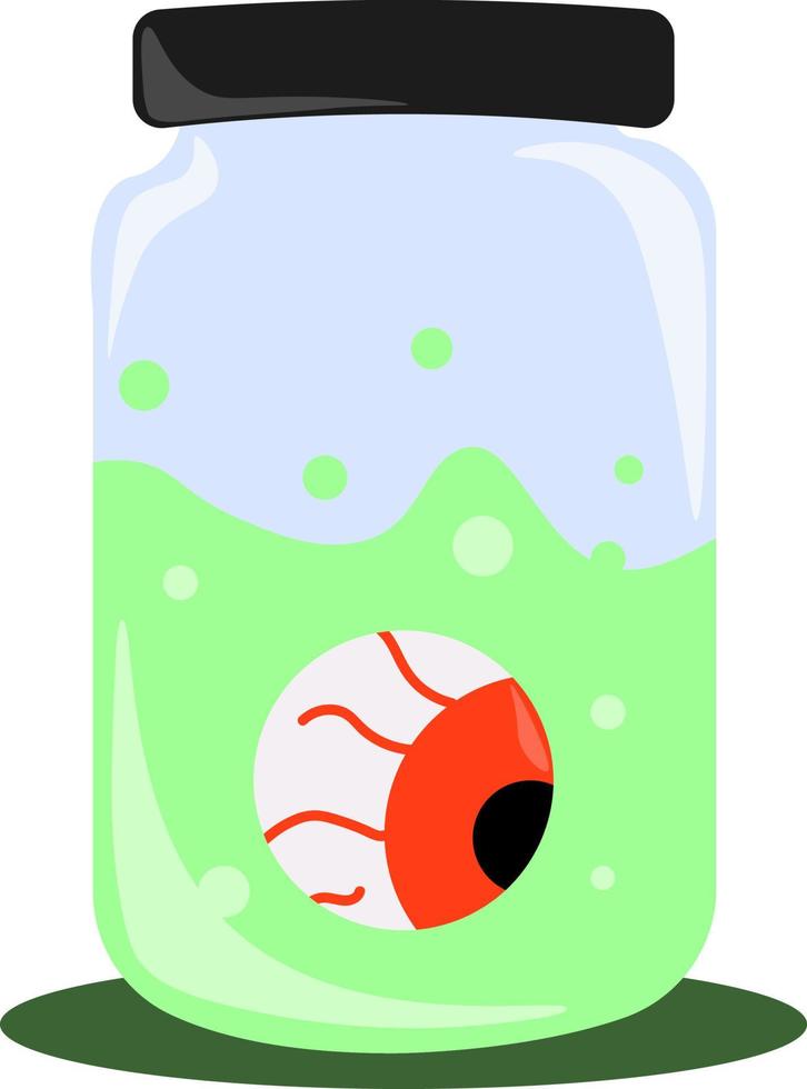 Eye in jar, illustration, vector on white background.