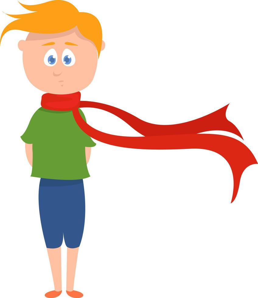 Man with red scarf, illustration, vector on white background