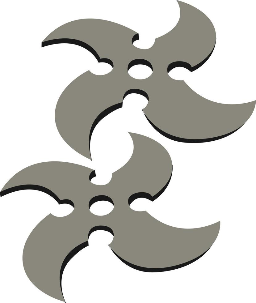 Shuriken knife, illustration, vector on white background.