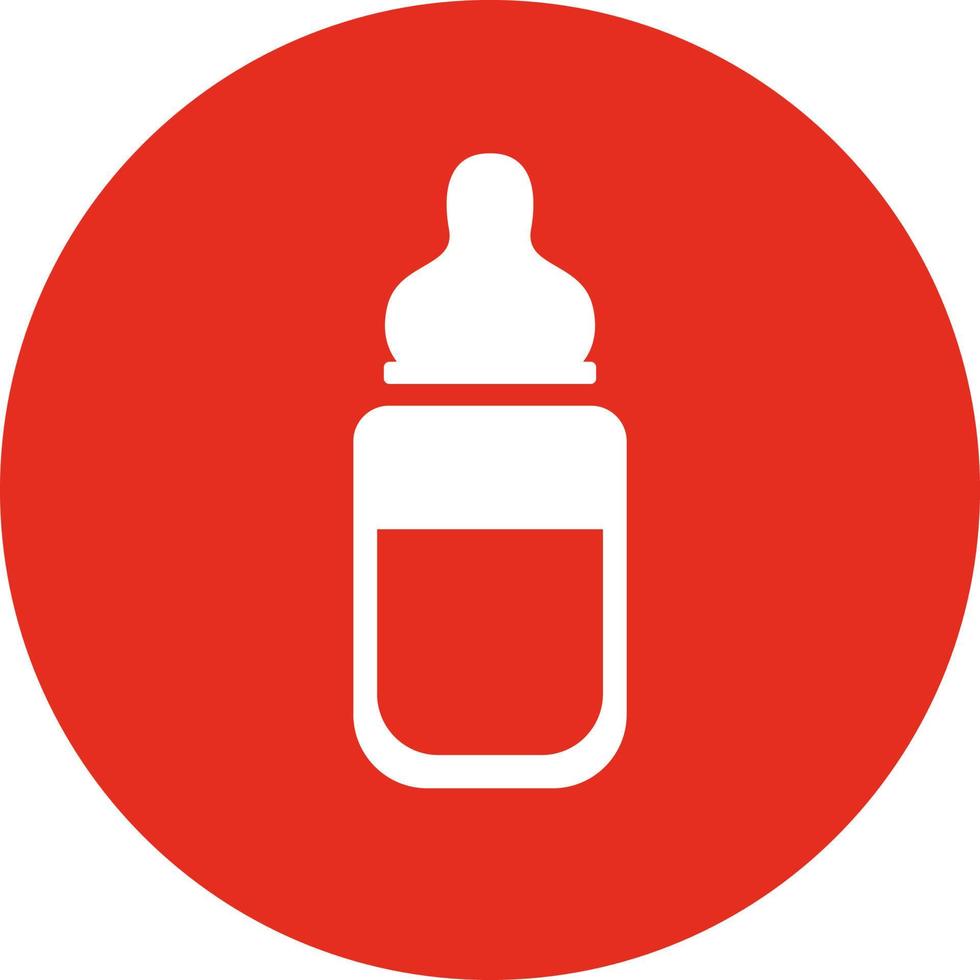 Baby bottle with filled with milk, illustration, vector on white background.