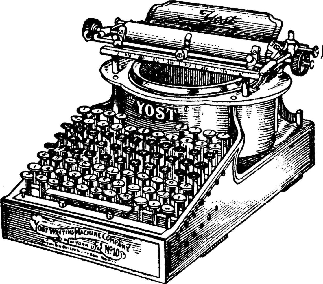 Typewriter, vintage illustration. vector