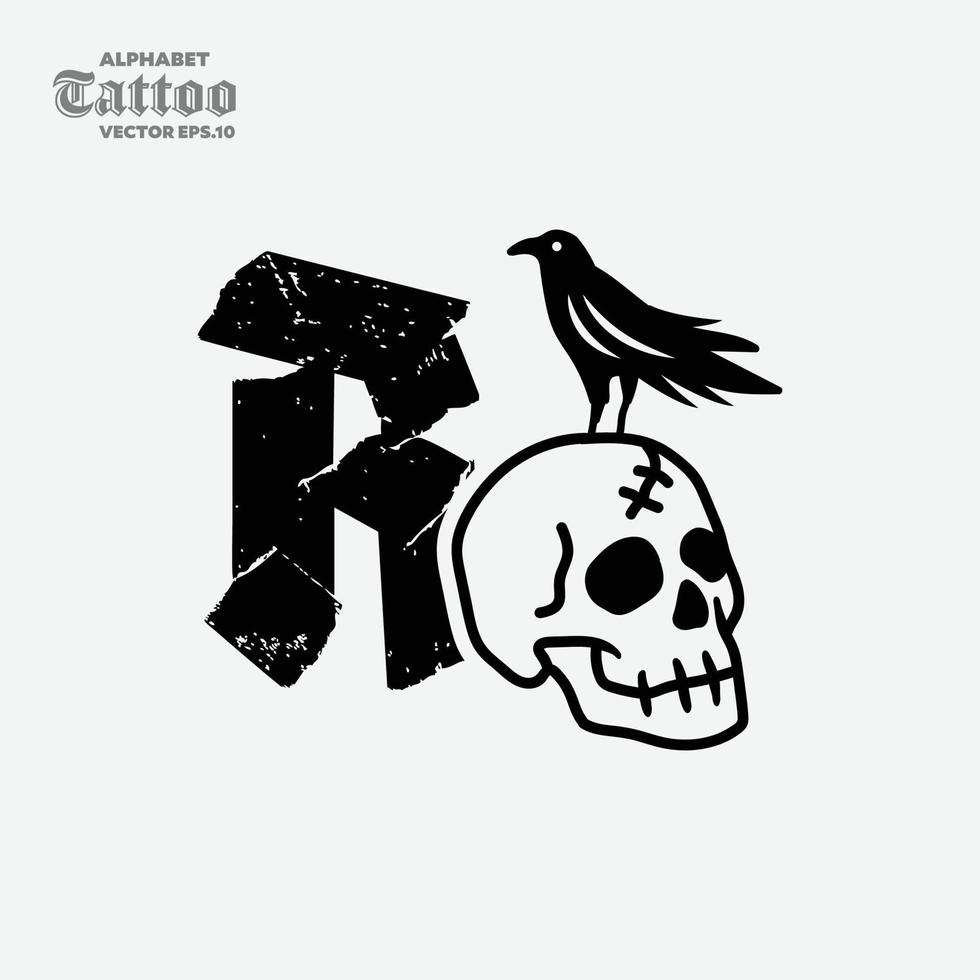 Alphabet R Skull Logo vector