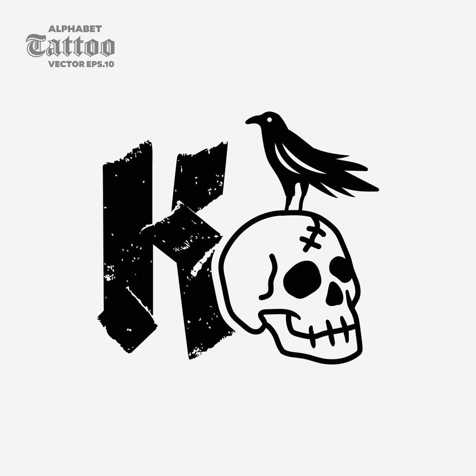 logotipo del cráneo del alfabeto k vector