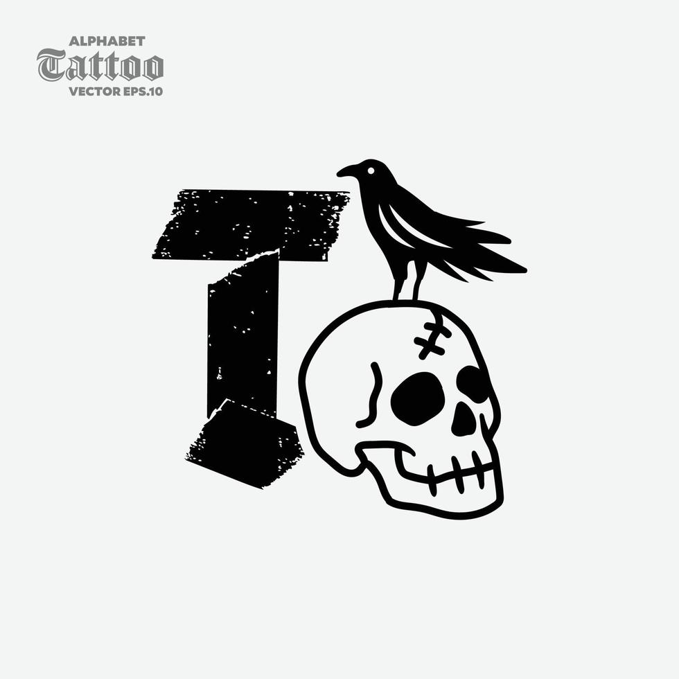 Alphabet T Skull Logo vector