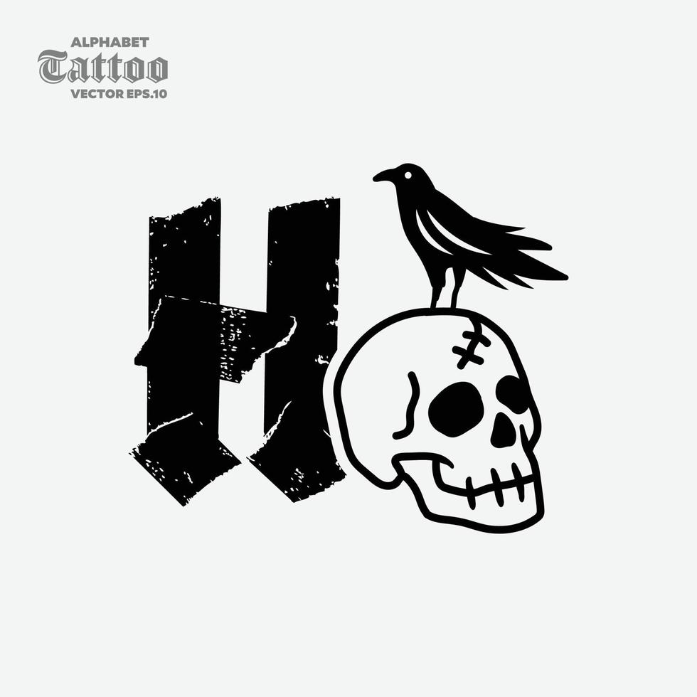 Alphabet H Skull Logo vector