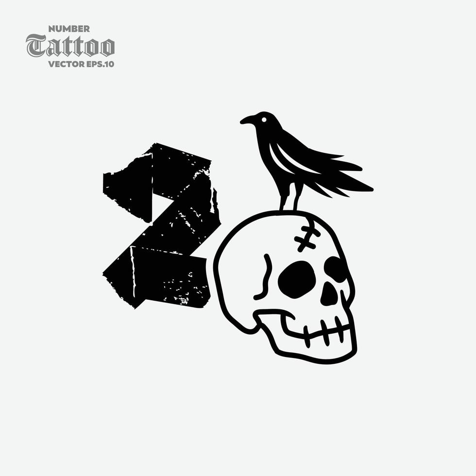 Number 2 Skull Logo vector