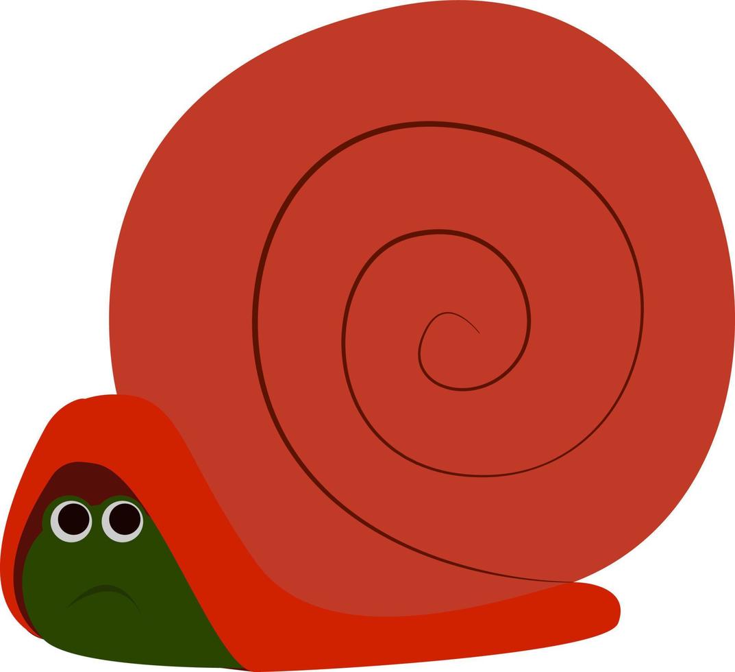 Caracol asustado, ilustración, vector sobre fondo blanco.