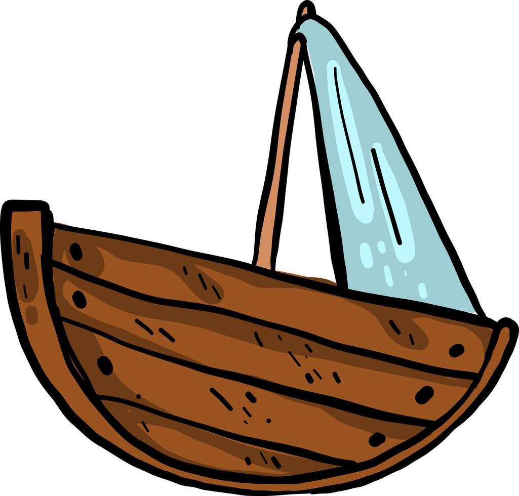 Wooden ship, illustration, vector on white background