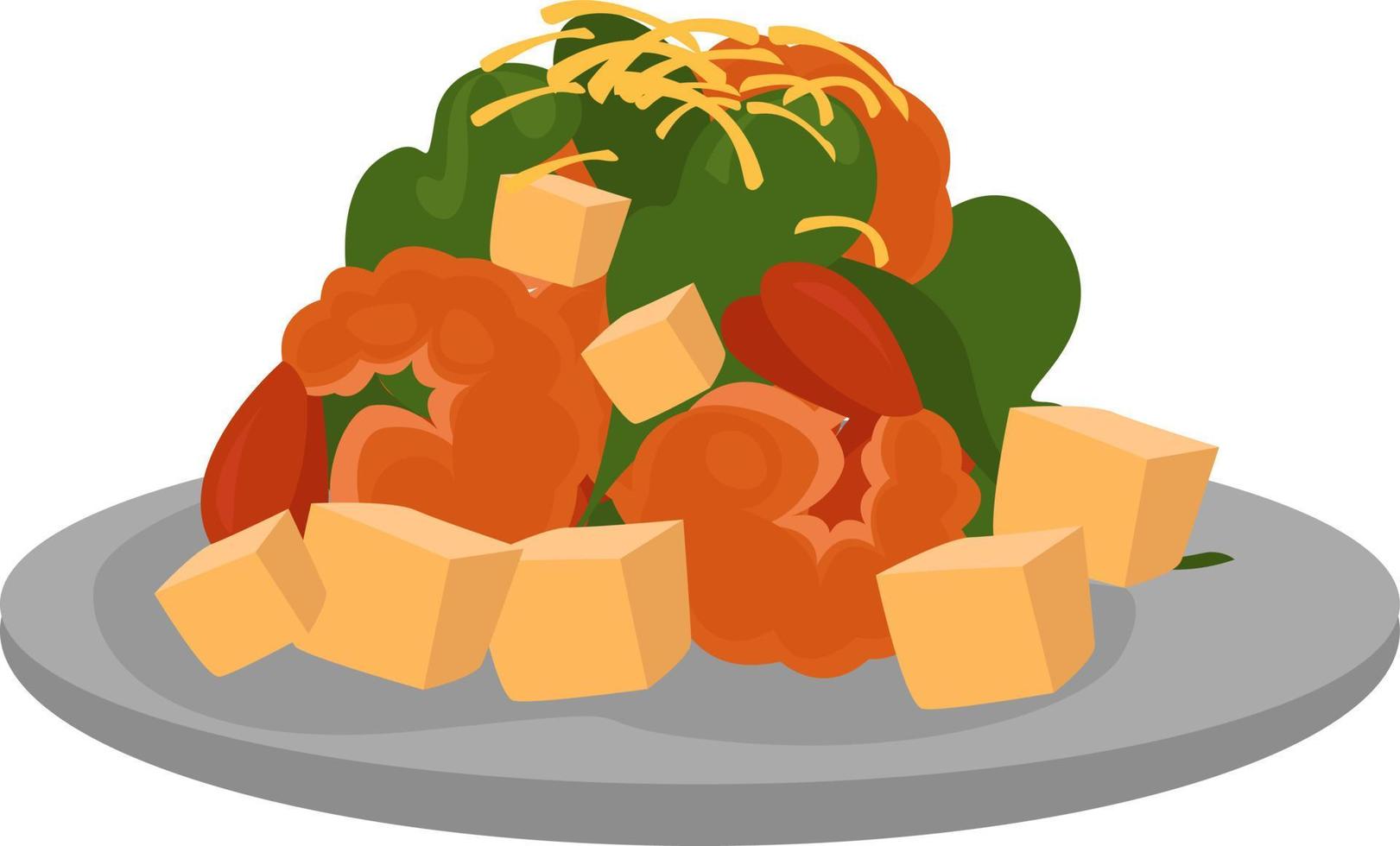 Caeser salad, illustration, vector on white background.