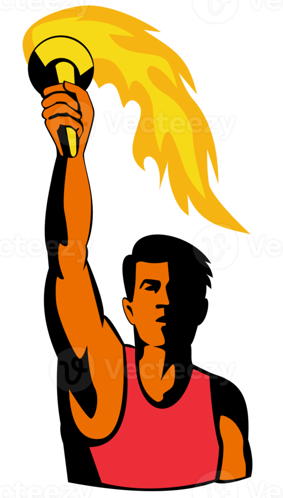 athlete with flaming torch png