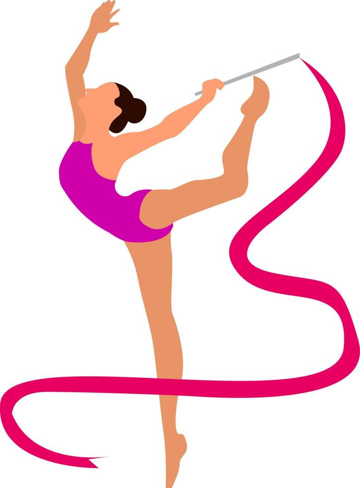 Rhythmic gymnastics, illustration, vector on white background.