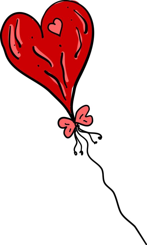 Cute heart balloon, illustration, vector on white background