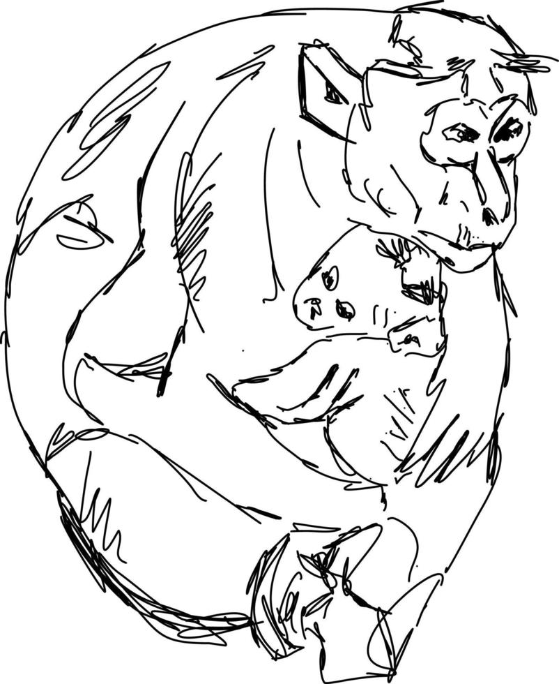 Monkeys drawing, illustration, vector on white background.