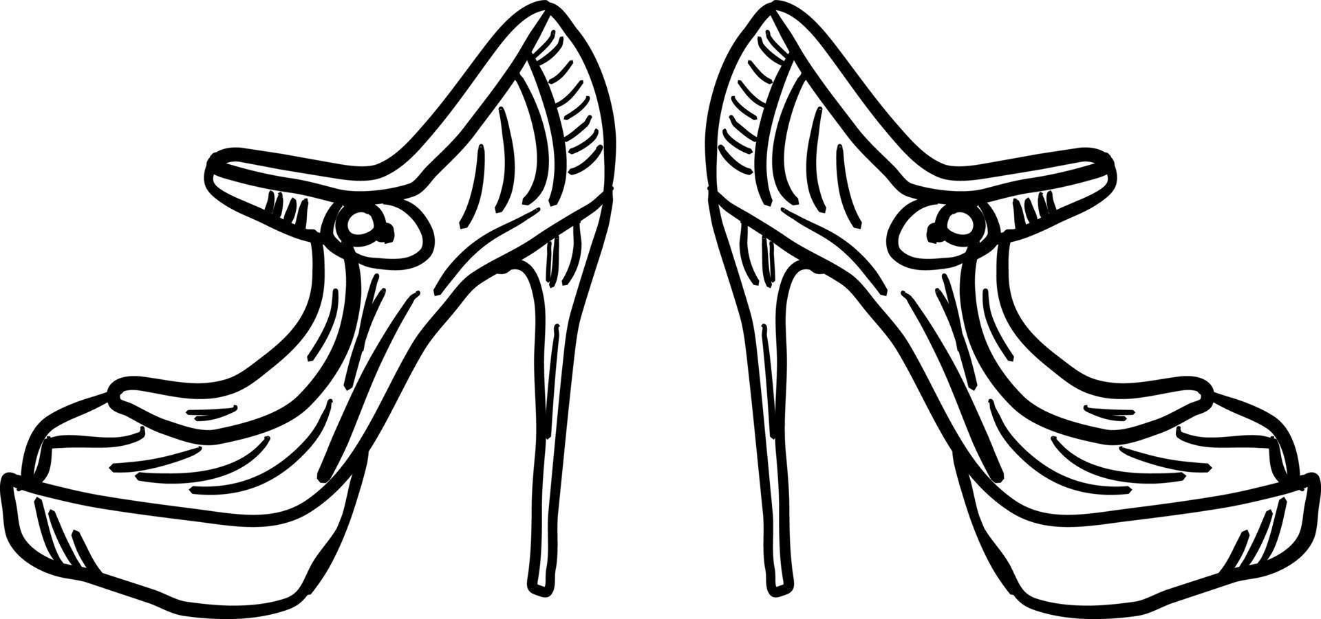 Womans shoes sketch, illustration, vector on white background. 13790507