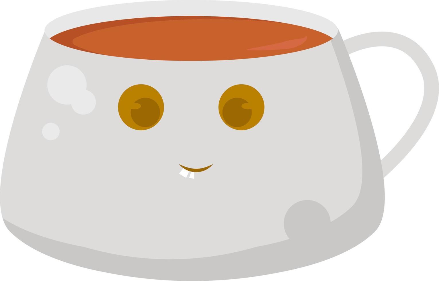 Tea in cup, illustration, vector on white background.