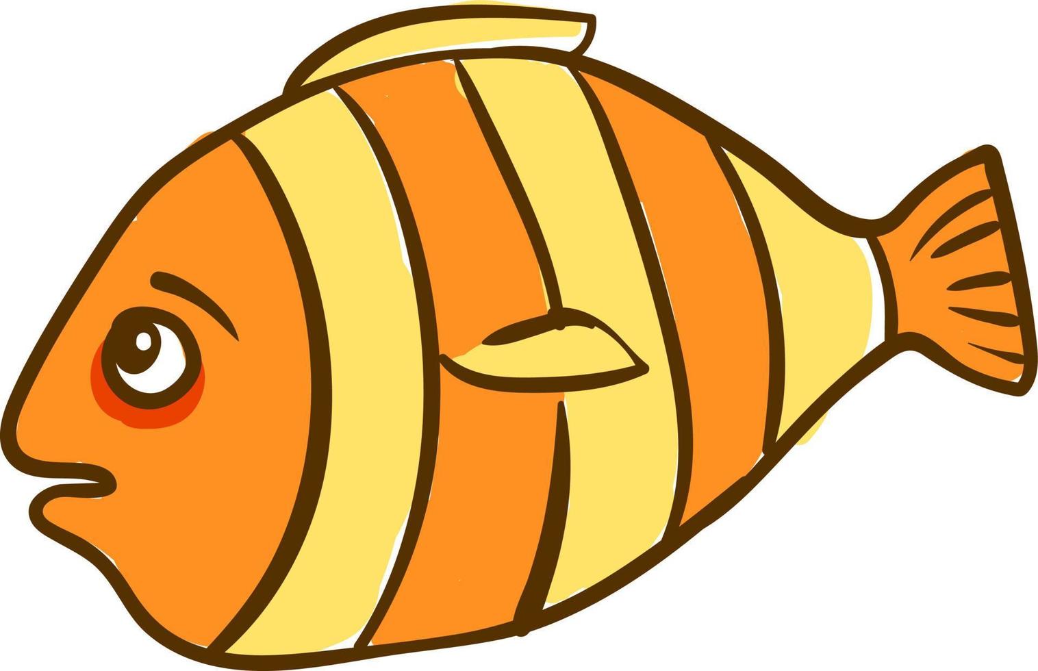 Triste pez amarillo, ilustración, vector sobre fondo blanco.