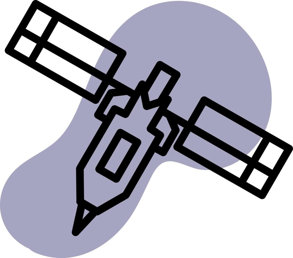 satélite de comunicación en el espacio, ilustración de icono, vector sobre fondo blanco