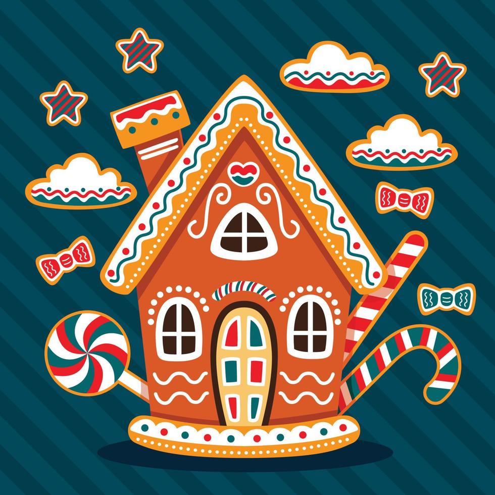 Ginger Bread House Concept with Cartoon Design Style vector