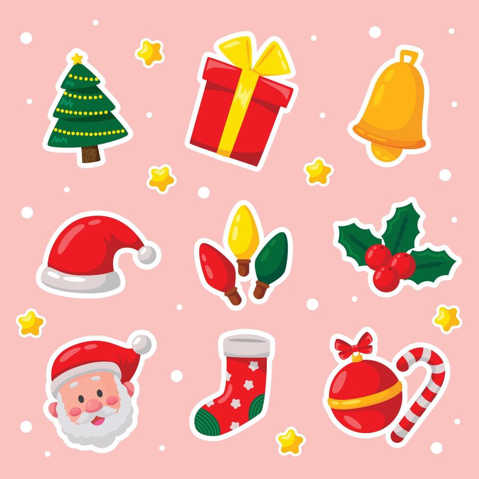 Christmas Sticker Icon Set vector