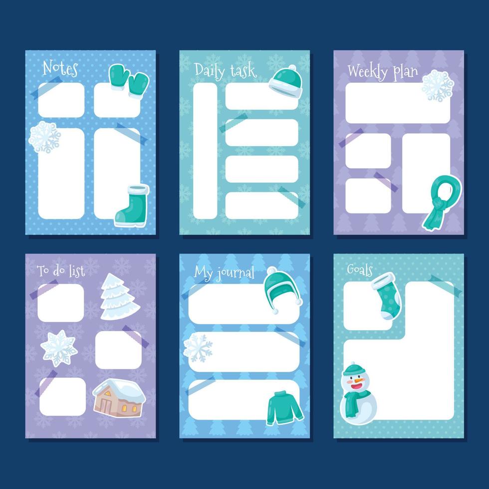 Winter Journal Pages Template vector