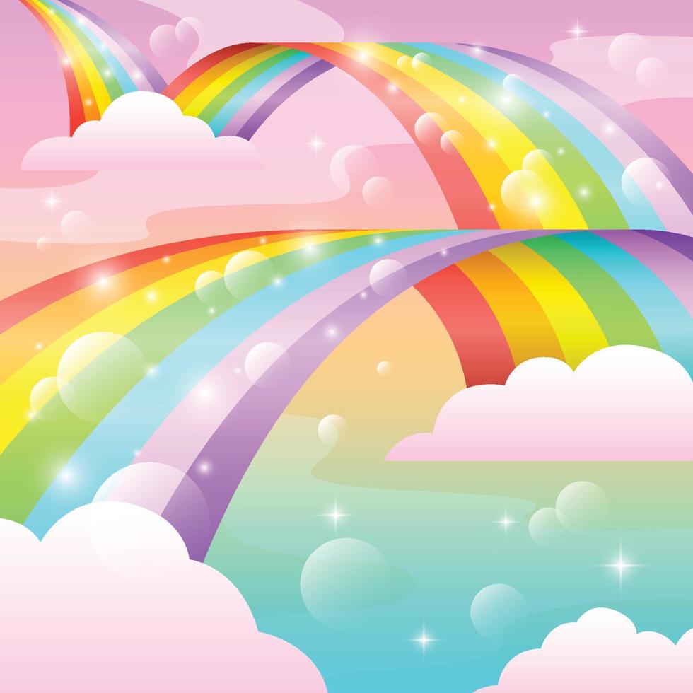 Rainbow in Colorful Sky Background vector