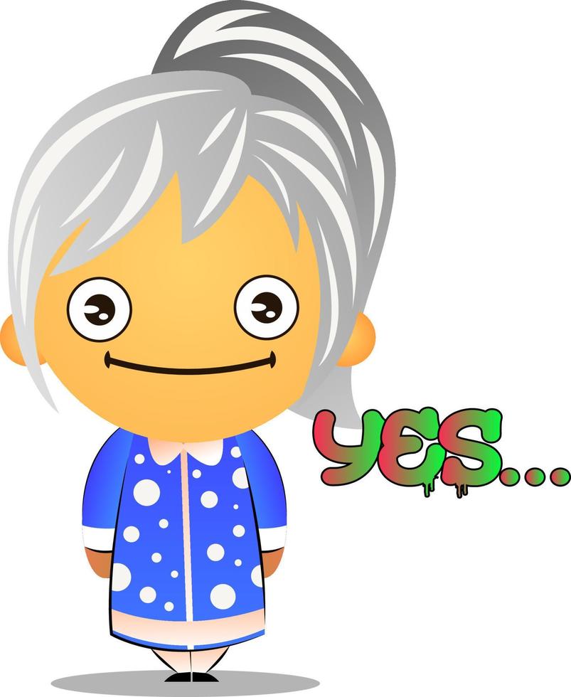 Happy grandma smile, illustration, vector on white background.