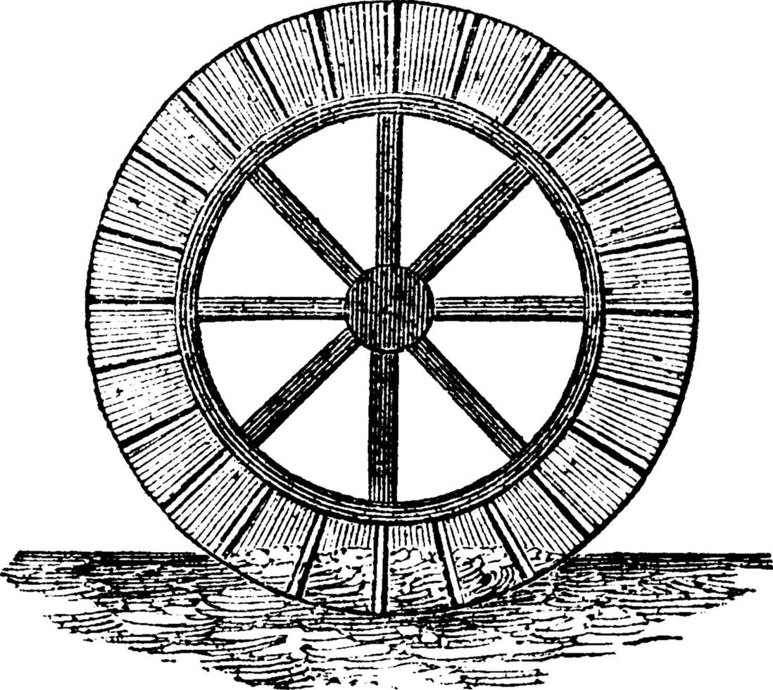 rueda de agua, ilustración vintage. vector