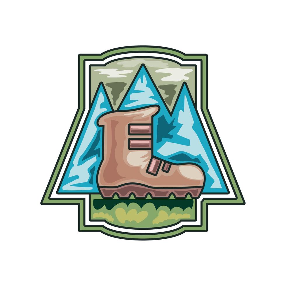trekking in the mountains adventure badge vector