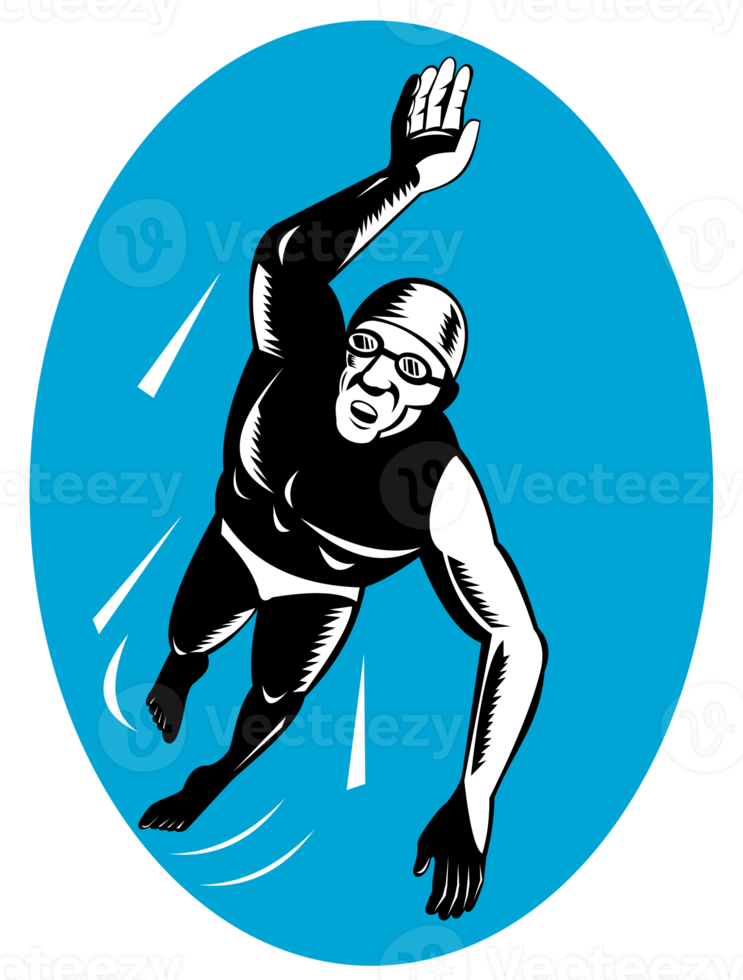 Swimmer Swimming Retro png